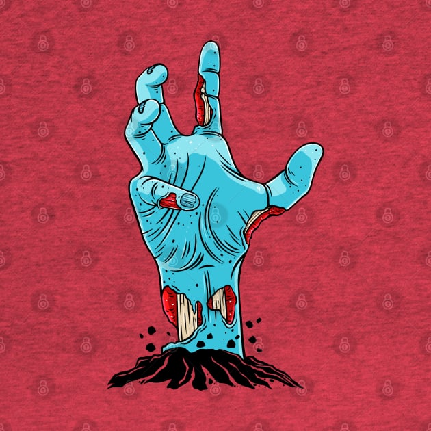 Creepy Zombie Cartoon Hand Rising from the Grave by OccultOmaStore